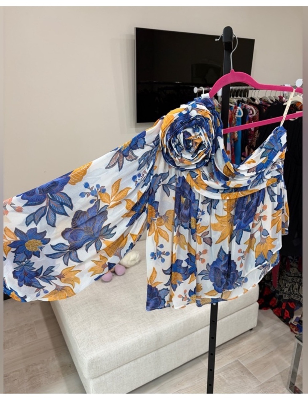 one-shoulder floral print top blouse by Farm Rio DT - Picture 5 of 13